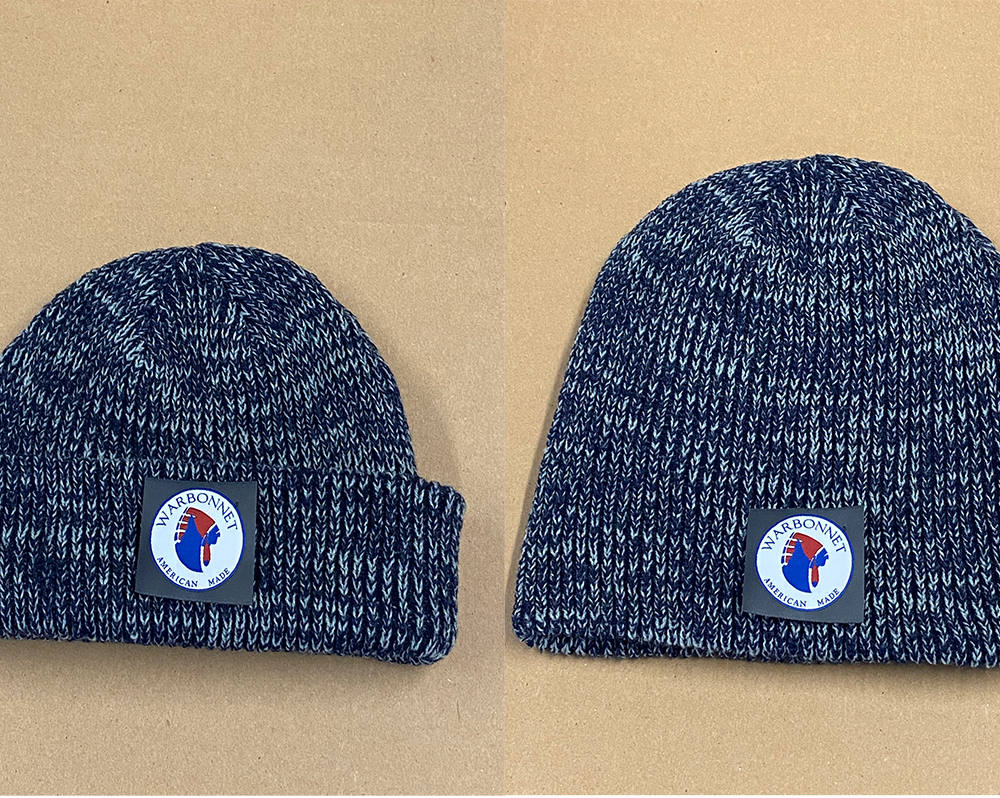 a folded beanie and unfolded beanie